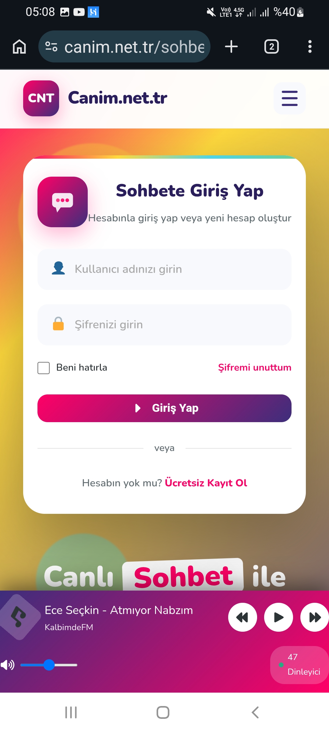 Sohbete giriş